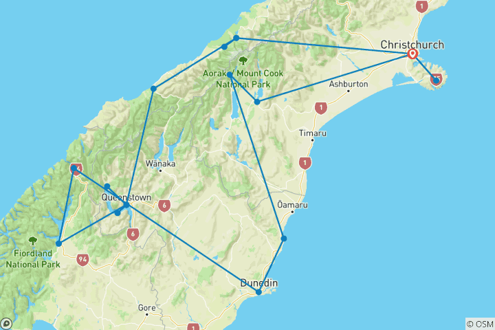 Mapa de Espectacular del sur (19 destinations)