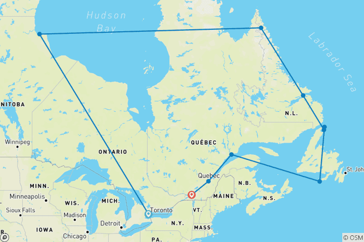 Map of Hudson Bay & the Canadian Arctic to Montreal