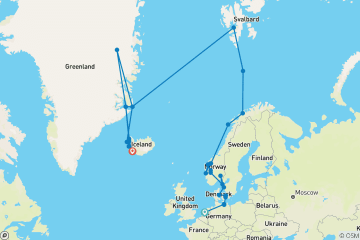 Kaart van Grote reis: Noord-Europa & de poolcirkel