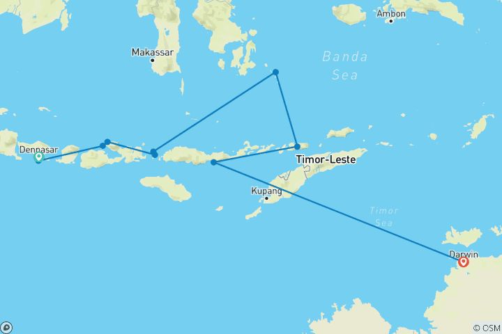Map of Treasures of Komodo & the Sulawesi South Islands