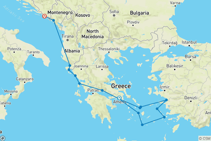 Carte du circuit Découvrez la Méditerranée orientale 2027 - 15 jours (17 destinations)
