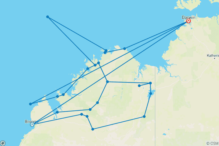 Karte von Kimberley komplett mit Kimberley Coastal Expedition Broome > Darwin (2027)