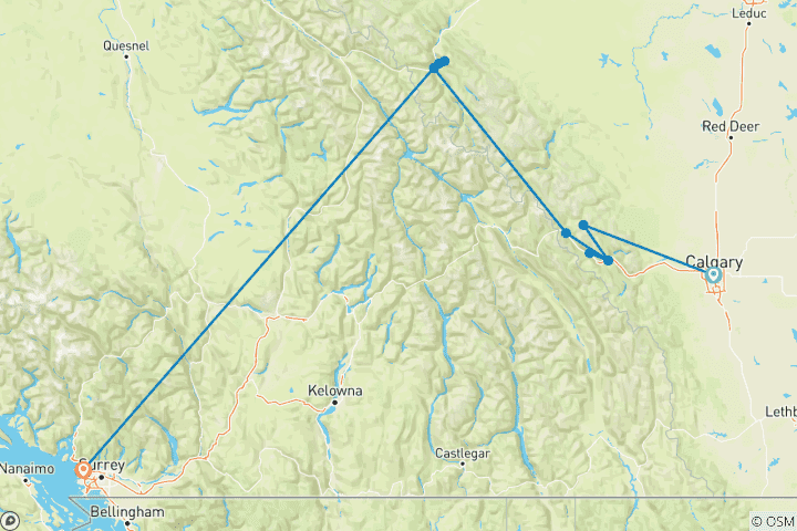 Mapa de Festivo País de las Maravillas Invernal Calgary → Vancouver (2027)