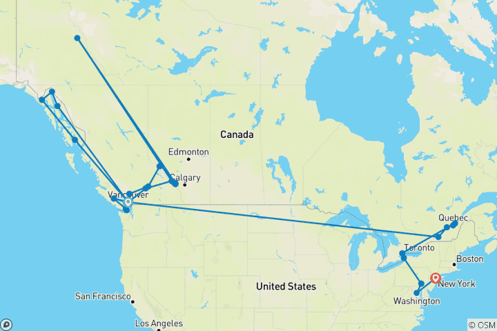 Map of Grand Tour of Canada & Alaska Cruise
