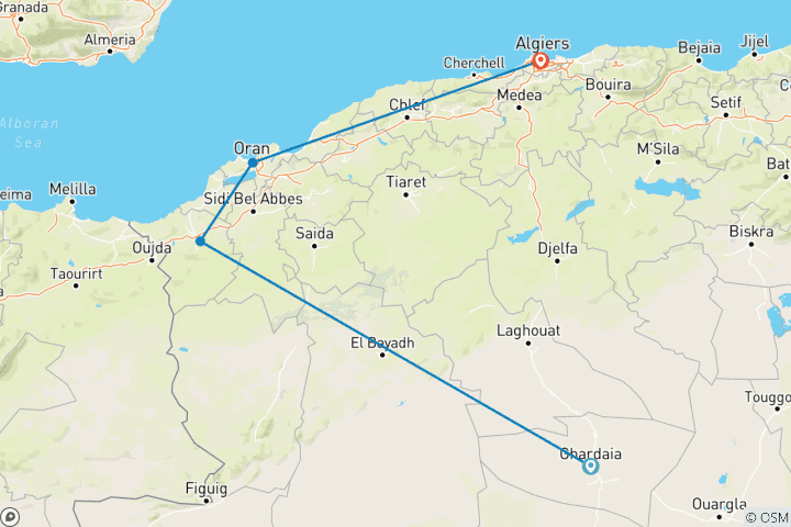 Map of Ghardaia & Western Algeria Tour