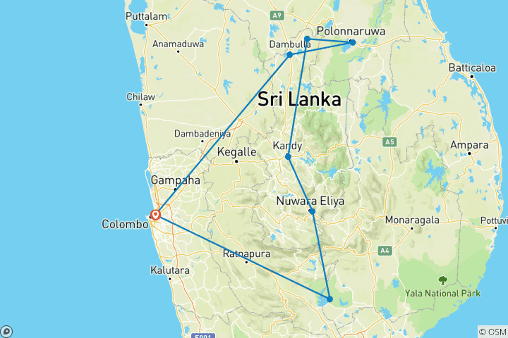 Karte von Das Beste aus Sri Lanka erleben