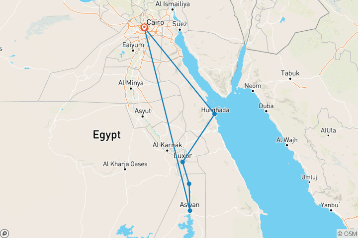 Karte von Luxus-Urlaub in Ägypten (12 Tage)