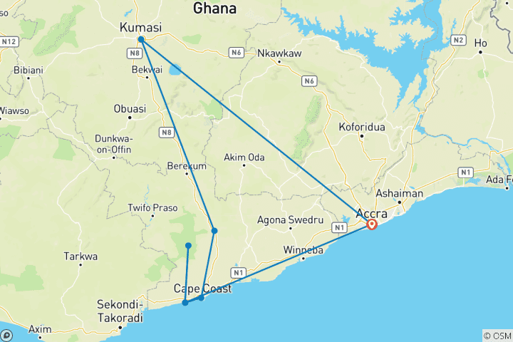 Karte von Ghana Historische Erfahrung, 8 Tage