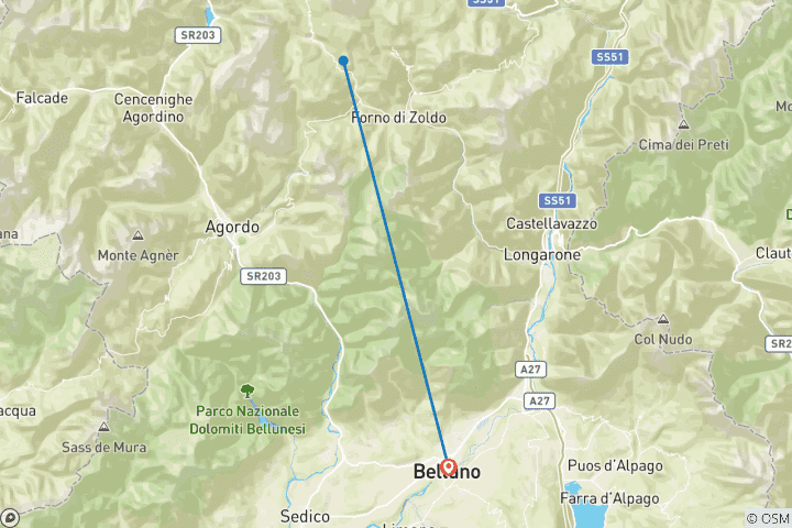 Carte du circuit Randonnée dans les Dolomites : Alta Via 1