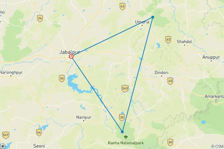 Kaart van Bandhavgarh, Kanha tijgersafari ervaring