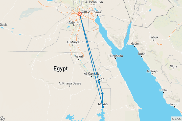Map of Best Luxury tour of Egypt 13 days
