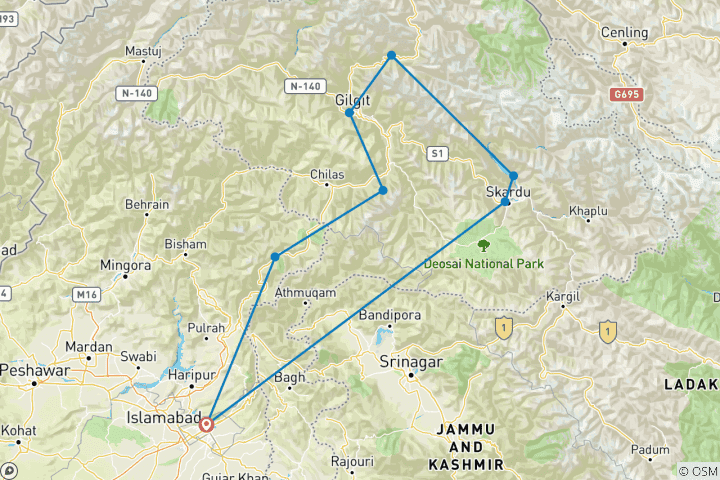 Carte du circuit Le meilleur du Nord - Skardu Hunza & Fairy Meadows