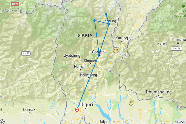 Mapa de Experiencia en el Himalaya de la India Oriental