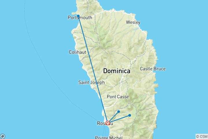 Karte von Geluxe: Dominica: Wasserfälle, Vulkangipfel & Kalinago-Kultur