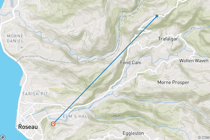 Carte du circuit Geluxe : Dominique : Baleines, chutes d'eau et Caraïbes sauvages