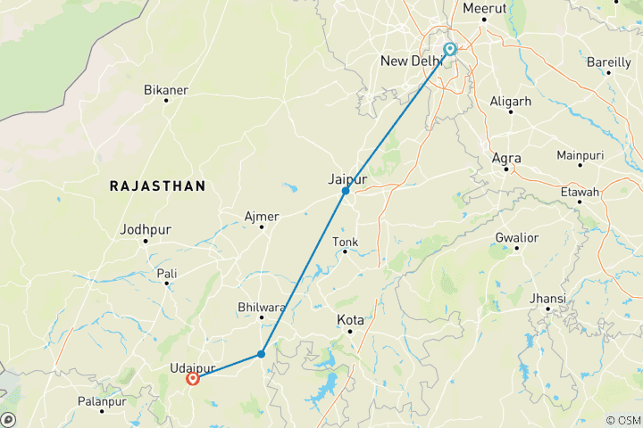 Carte du circuit L'incroyable expérience du Rajasthan