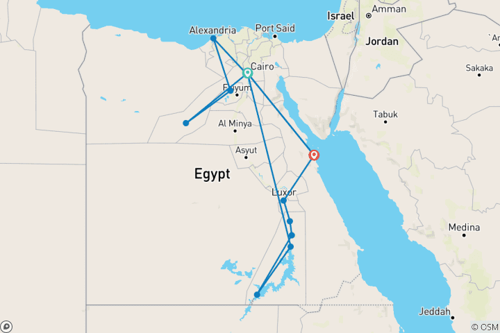 Carte du circuit Beyond Desert & Sea Alexandria, White Desert & Nile Journey - 12 jours