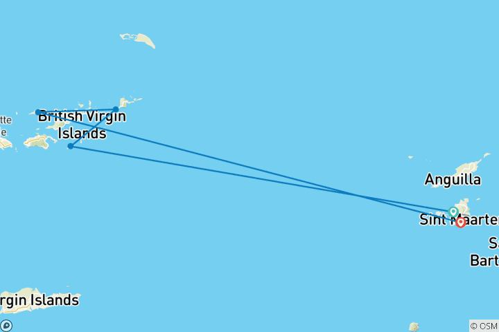 Carte du circuit Croisière dans les îles sous le vent 2026-2027 - 8 jours (5 destinations)