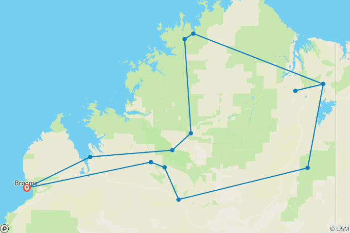 Map of Wonders of the Kimberley by 4WD Broome Return (2027)