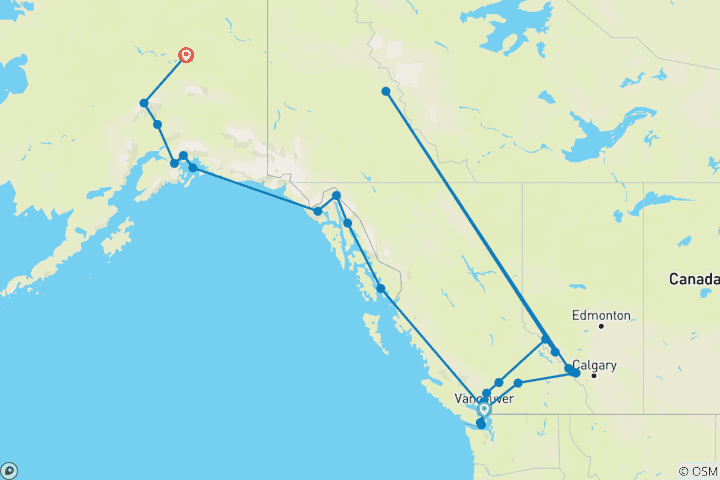 Map of Grand Canada & Alaska Adventure 2027 - 24 Days
