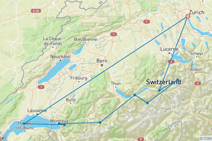 Carte du circuit Suisse : Randonnée sur la Via Alpina (réservé aux femmes)