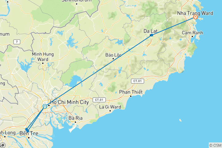 Kaart van Vietnam Strandplezier Vakantie - 9 dagen