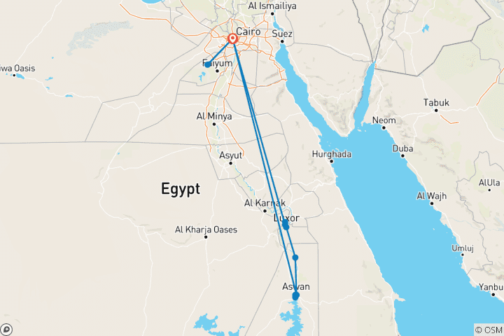 Carte du circuit Égypte ancienne : Pyramides et déserts