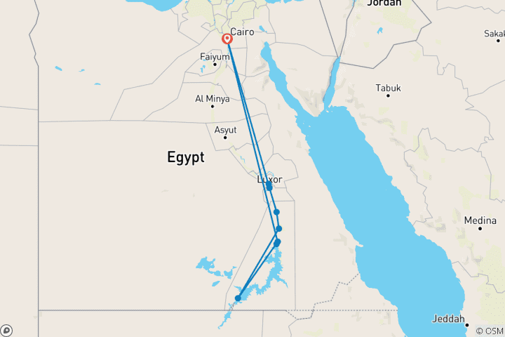 Kaart van Exclusief van juni tot augustus Egypte Expeditie