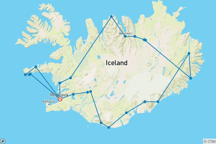 Map of Around Iceland in 7 Days