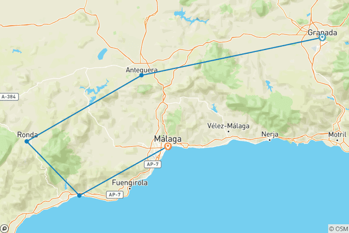 Karte von Granada - Radtour durch Andalusien (7 Tage)