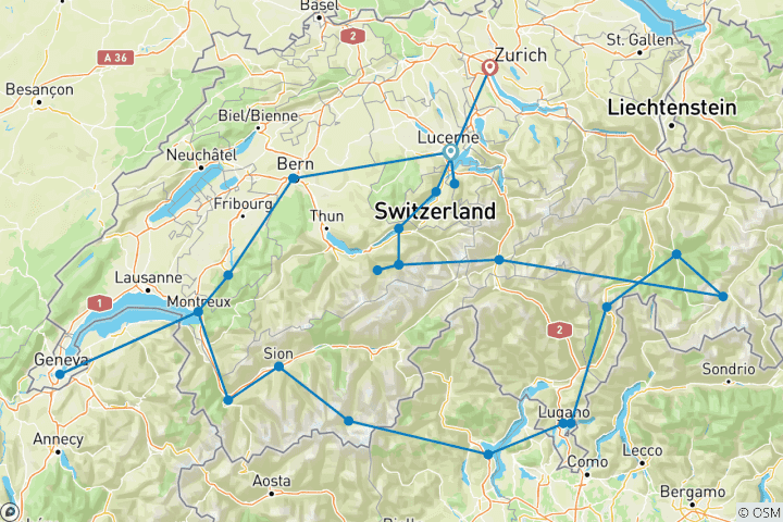 Map of Country Roads of Switzerland - Small Group (Small Groups)