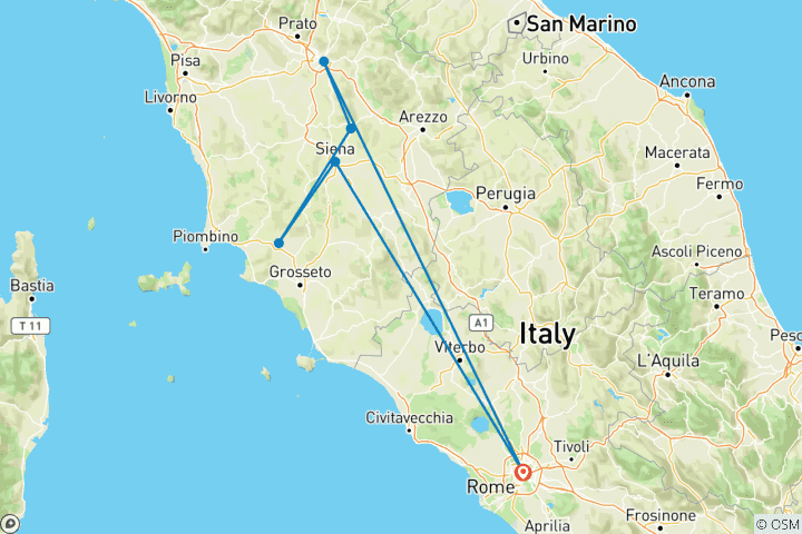 Mapa de Italia: Roma, Toscana y Chianti en E-Bike ????♂️ Experiencia Premium de 5 días