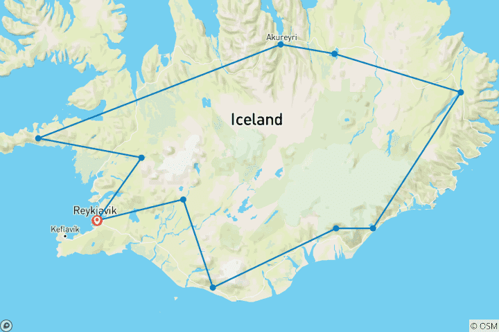 Karte von Island Mietwagenreise: Im Bann der Elemente