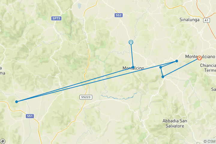 Mapa de Italia: Val d'Orcia en E-Bike y Vinos de la Toscana ???????? en 3 DÍAS
