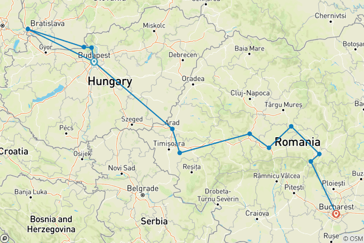 Map of From the Danube to the Carpathians: A journey into the heart of legendary Europe (port-to-port cruise)