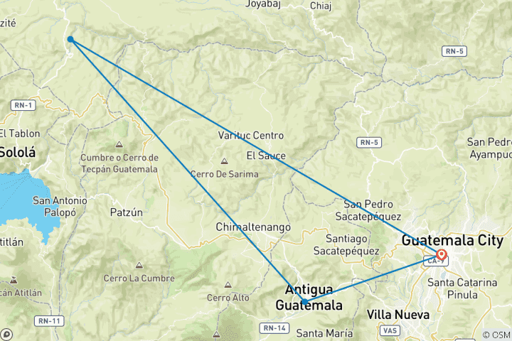 Mapa de 4 días Guatemala básica