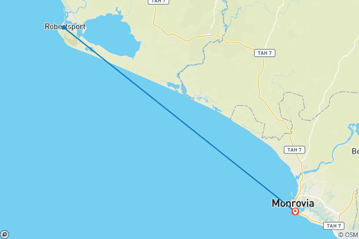 Map of Liberia Luxury Beach & Surf Retreat 6 Days / 5 Nights