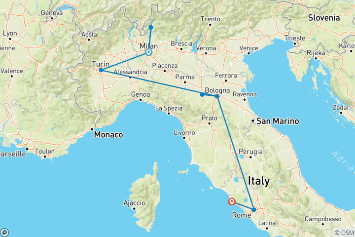 Carte du circuit Icônes de l'Italie