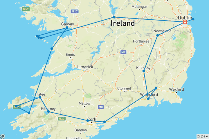 Carte du circuit Légendes irlandaises en autotour - 10 jours/9 nuits