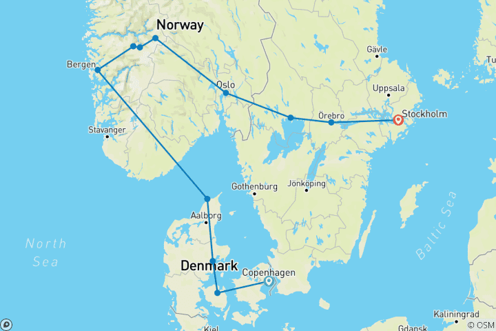 Carte du circuit Exploration de la Scandinavie - 10 jours