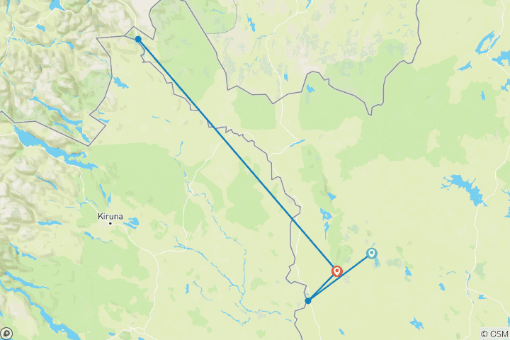 Map of Far Northern Finland: Arctic Ski Tour