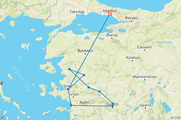 Carte du circuit Circuit d'Istanbul et des sept églises de l'Apocalypse - 8 jours