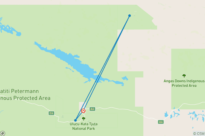 Map of Central Australian Signature 5 Day Journey