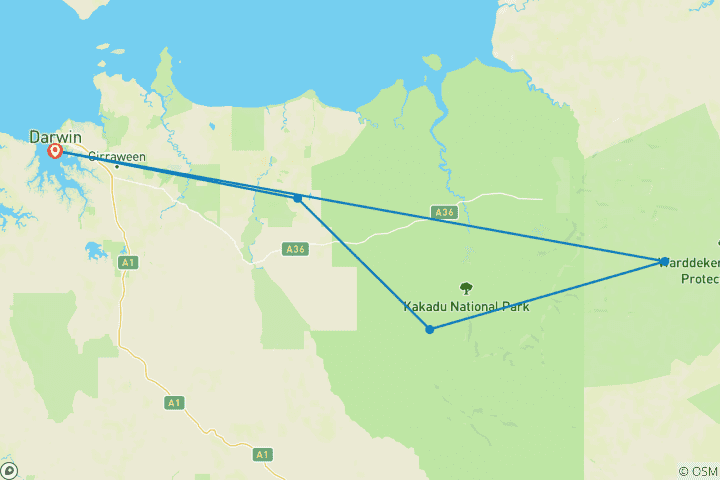 Carte du circuit Top End Signature 6 Day Journey - Drive/Fly
