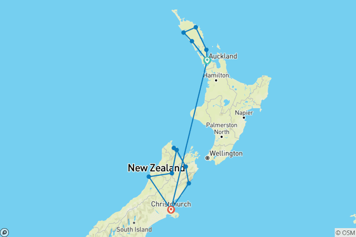 Kaart van Kaap naar Tasman reis