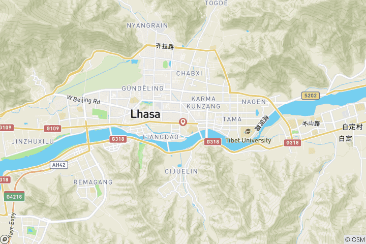 Karte von 4 Tage Lhasa Stadt Essential Private Tour