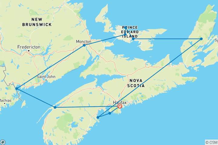 Map of Canada: Along the Maritime Highlights on your Own