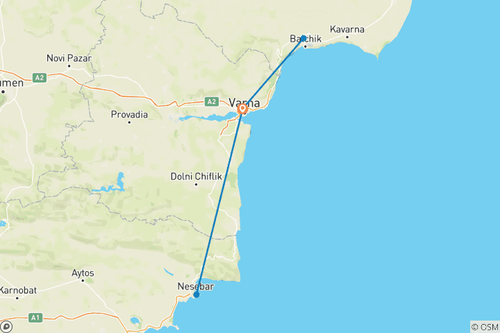 Carte du circuit Varna, le joyau de la mer Noire, guide hispanophone, visite privée