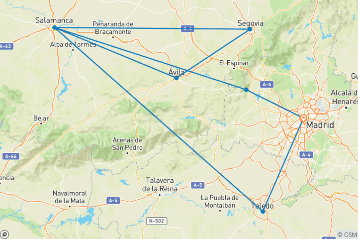 Karte von Zentralspanien entdecken