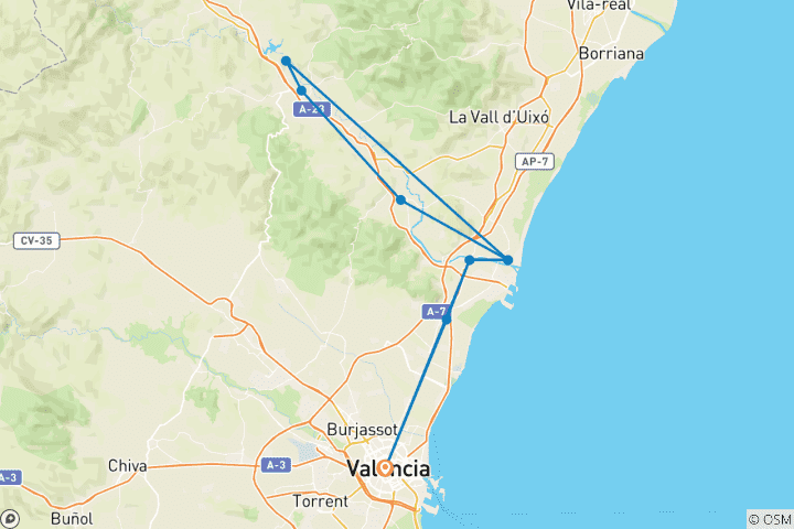 Karte von Das mediterrane Paradies - Valencia und Castellón (5 Tage)